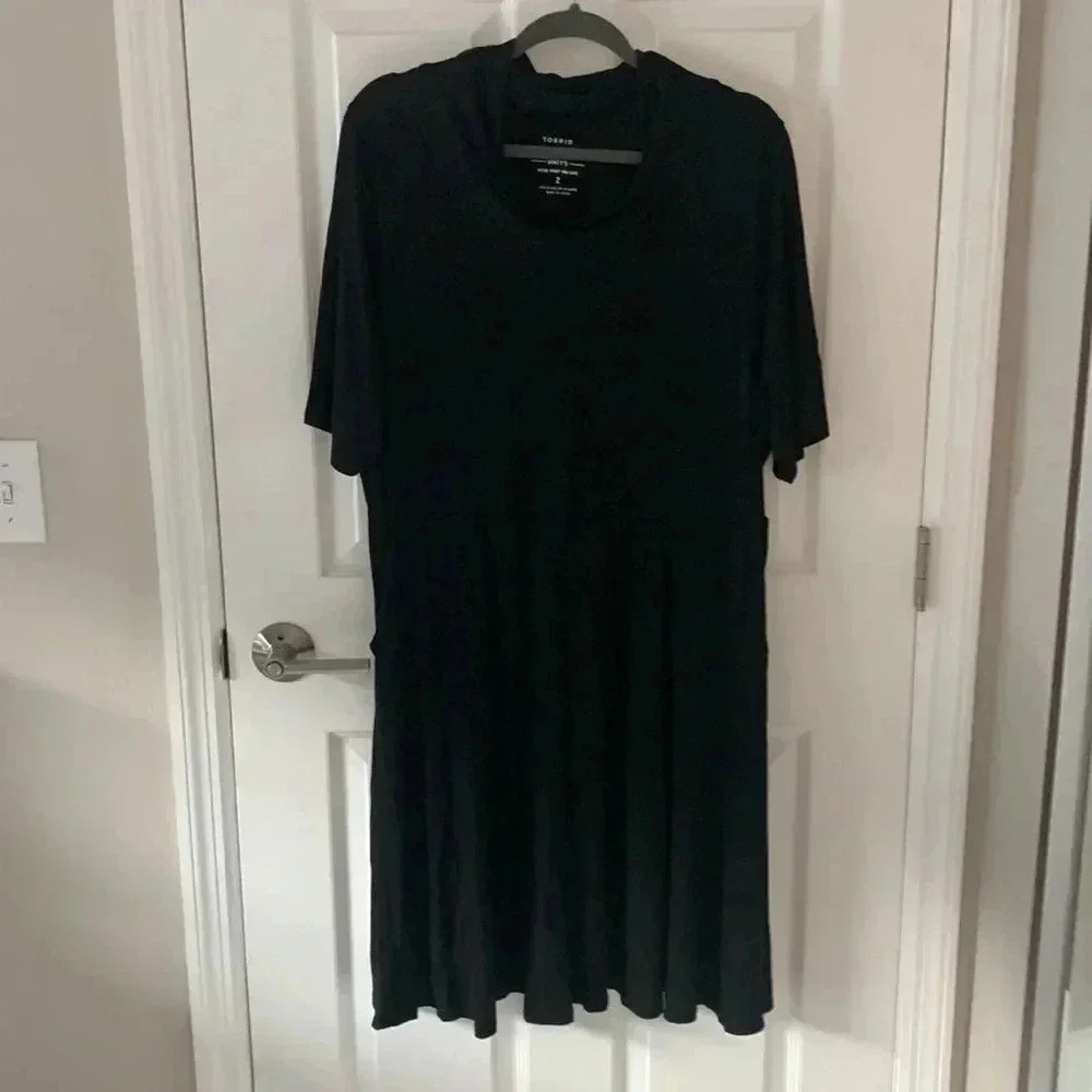 Torrid Cowl Neck Skater Dress- Super Soft Black Size 2